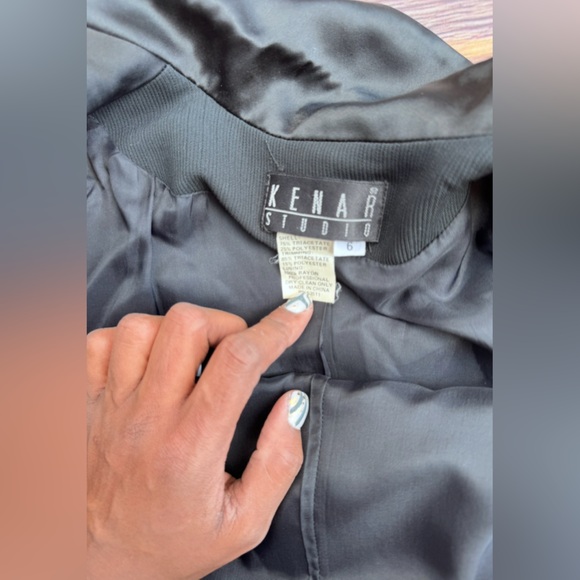 Kenar Studio Black Blazer Women’s Size 6 Double Breasted Satin Lapel Jacket - Picture 8 of 13